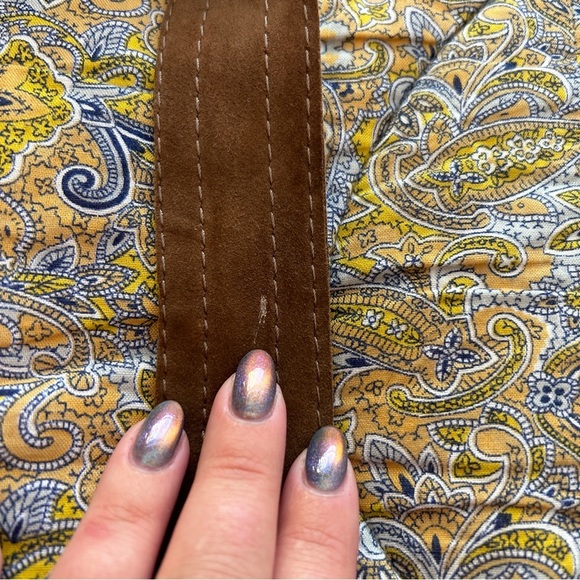 Vintage 1970s Brown Suede Suspender Shorts Hot Pants Lederhosen Rocker Hippie - Picture 11 of 12